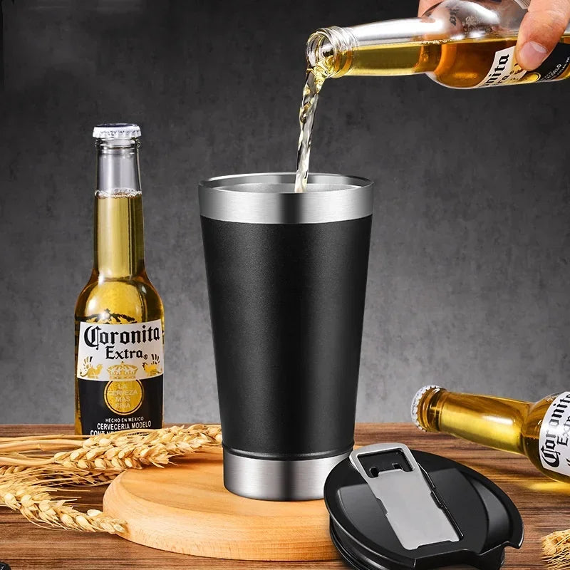 Stainless Vacuum Insulated Cup Double Wall Beer Mug Bottle Opener Car Coffee Cup Portable Travel Tumbler Hot/Cold Drinkware Cup